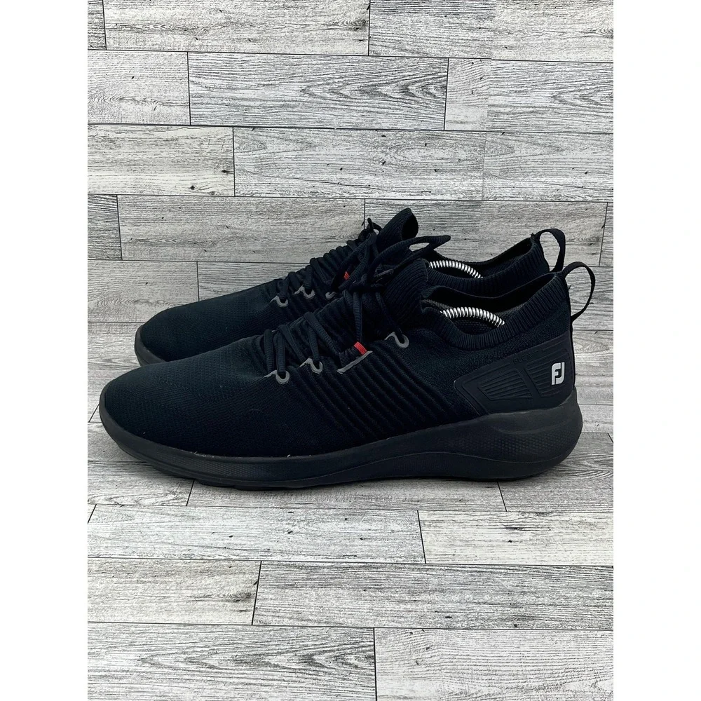 FootJoy‎ Flex XP Shoes Mens Size 12 Black Knit Waterproof Golf Sneakers 56271